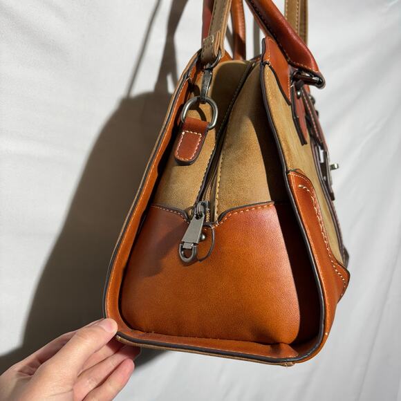 Brown Western Style Faux Leather Crossbody Bag Purse CLEAN Unbranded Equestrian - Picture 11 of 14